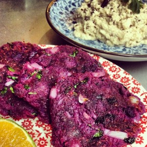 Beni Imo Sweet Potato Cakes with Coconut Chutney l Okinawa Hai!