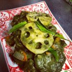 spinach lotus curry plate