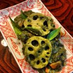 spinach lotus curry plated