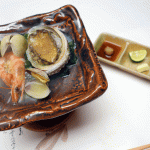 Miyajima-2015,-Miyajima-Grand-Hotel-Arimoto-Hotel,-in-room-dining,-freshly-tabletop-steamed-seafood-WM