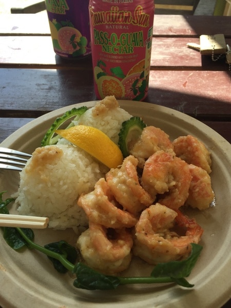  shrimp smothered in garlic, butter, and lemon sauce at shrimp wagon