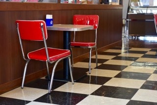 tables at Big Dip Blue Seal Ice Cream restaurant