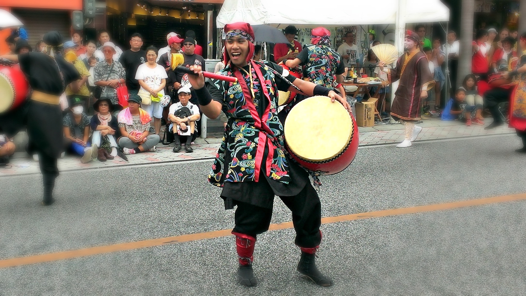 A Festival Parade held In August, one of the local events in Okinawa