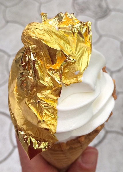 icecream with cone sold at Gold Leafed Ice Cream Shop